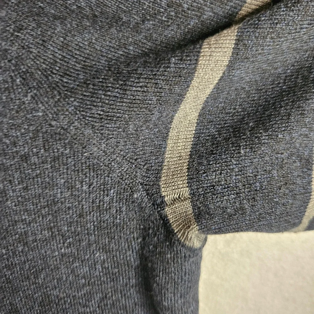 Banana Republic Silk Cotton Cashmere Full Zip Sweater Gray Stripe Mens Large